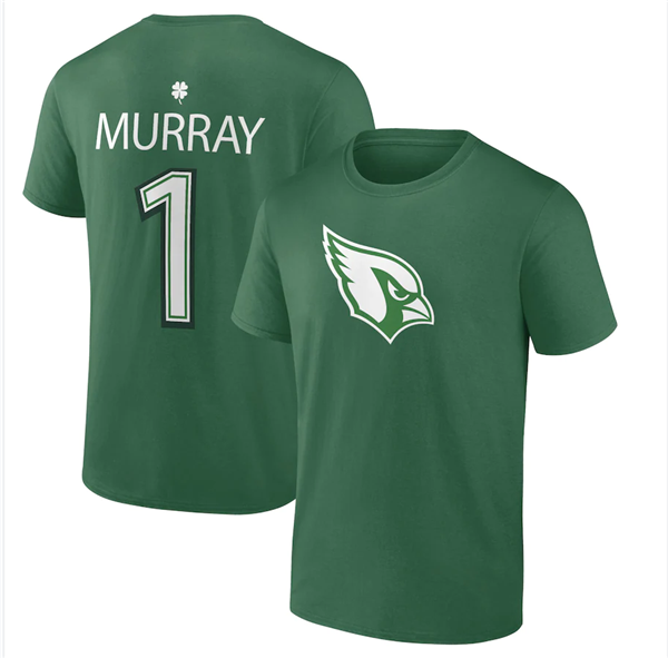 Men's Arizona Cardinals #1 Kyler Murray Green St. Patrick's Day Icon Player T-Shirt Men's Arizona Cardinals #1 Kyler Murray Green St. Patrick's Day Icon Player T-Shirt